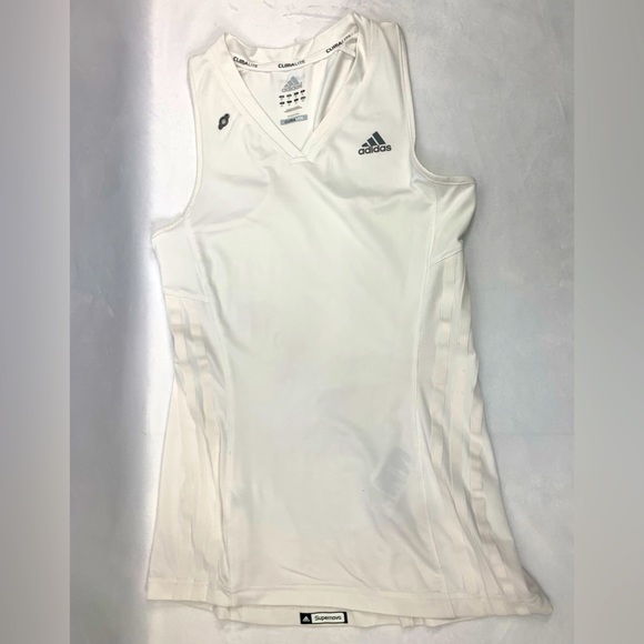 Adidas Clima Lite Sleeveless Razorback White‎ on White Zip Key Pocket Size S - Picture 1 of 11